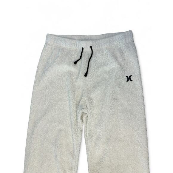 Hurley White Sherpa Straight Legged Sweatpants Embroidered Logo Kids XL - Picture 3 of 6
